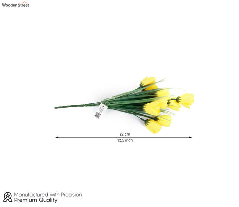 Blissful Bunch Of Roses Artificial Flower- Set Of 5 (Yellow)