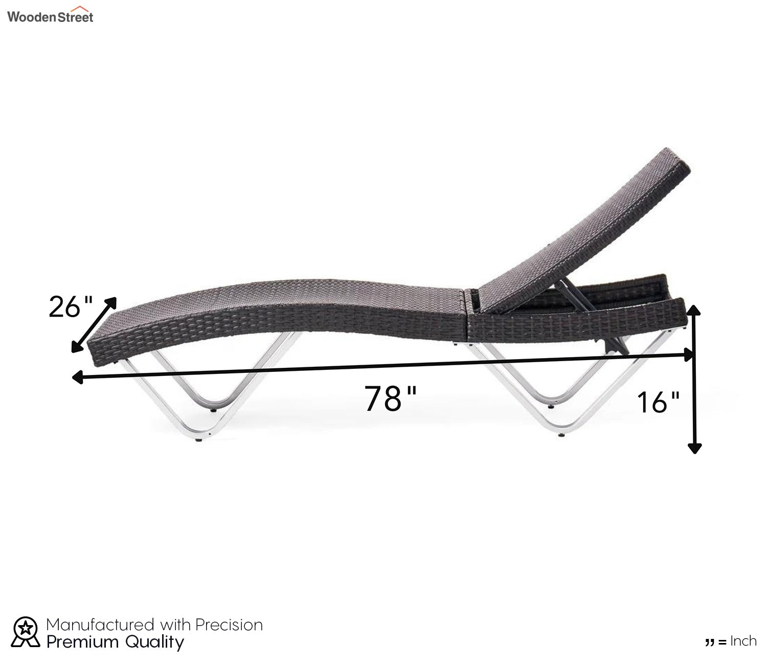 Black Adjustable Outdoor Patio Lounger With Table
