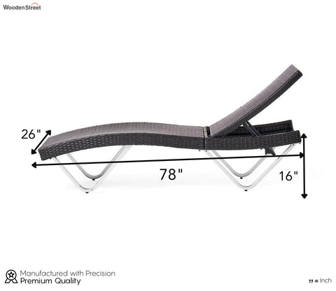 Black Adjustable Outdoor Patio Lounger With Table