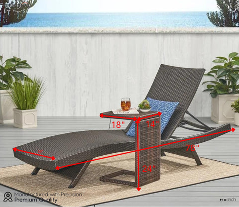 Dark Brown Outdoor Lounger With C Shape Table