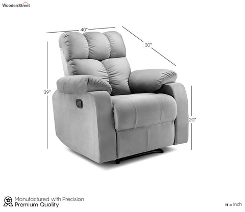 Valios Fabric 1 Seater Manual Recliner Chair (Grey)