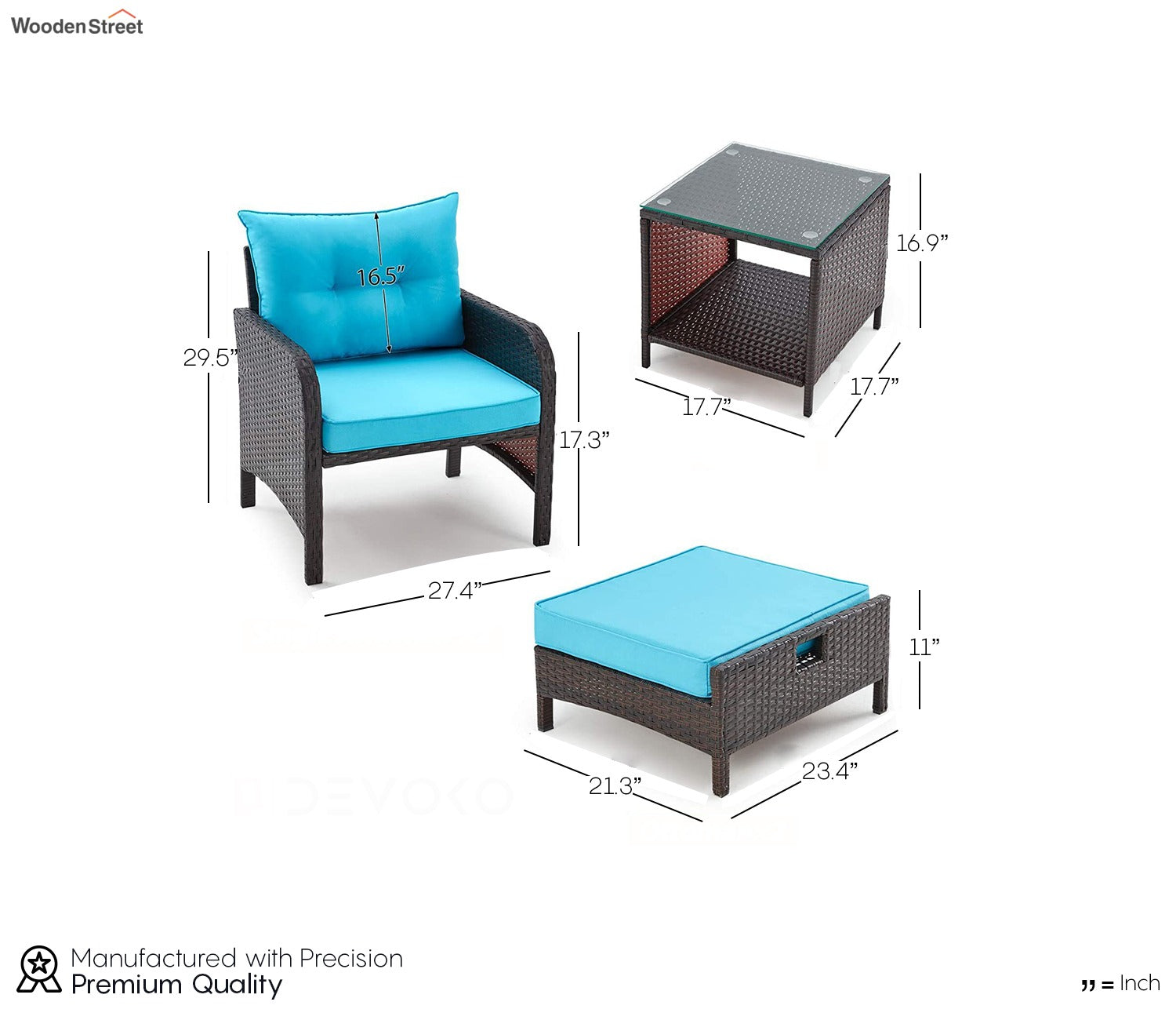 Brown Color Set of 5 Outdoor Furniture Set