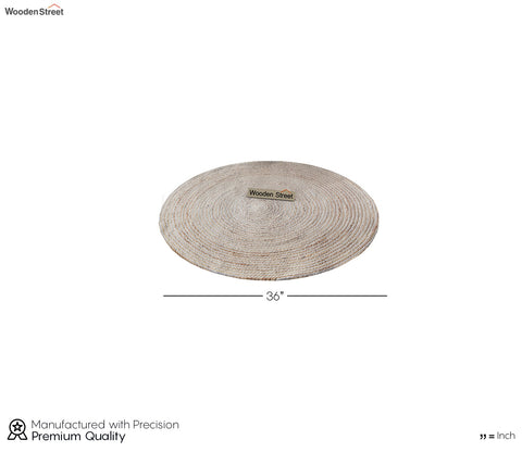 Earthy Ripple Jute Braided Round Rug For Living Room - 3 x 3 Feet