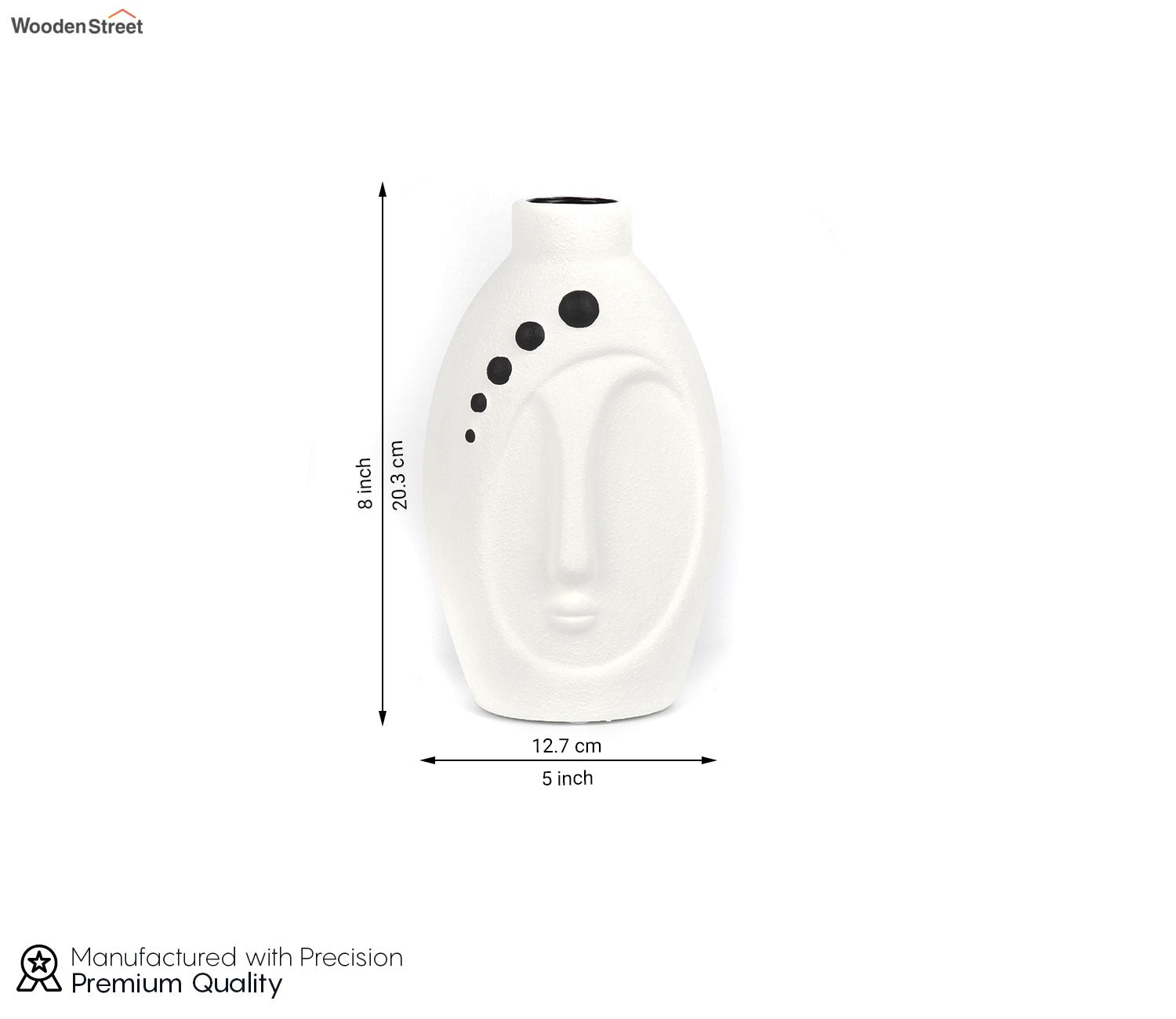 Silkaura Human Face Ceramic Vase (White, S)