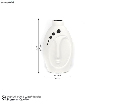 Silkaura Human Face Ceramic Vase (White, S)