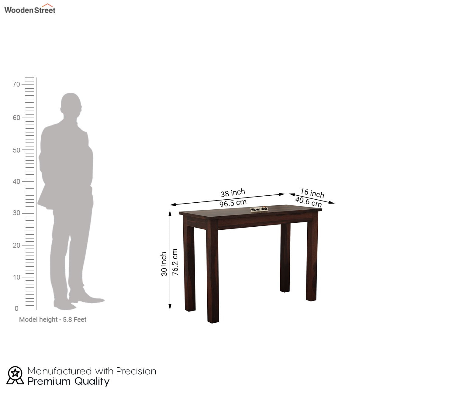 Optima Sheesham Wood Study Table (Walnut Finish)