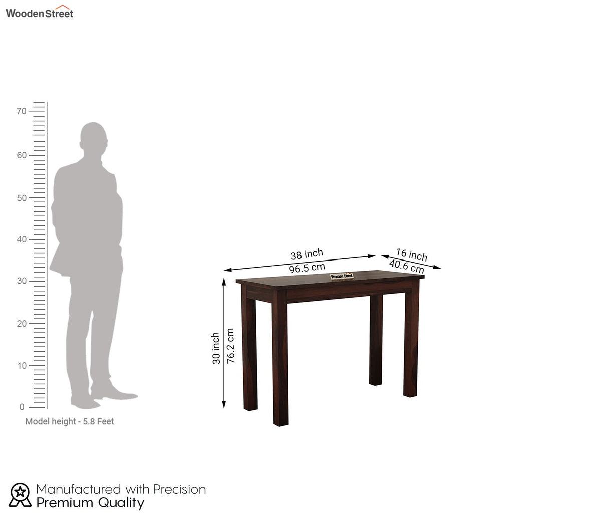 Optima Sheesham Wood Study Table (Walnut Finish)