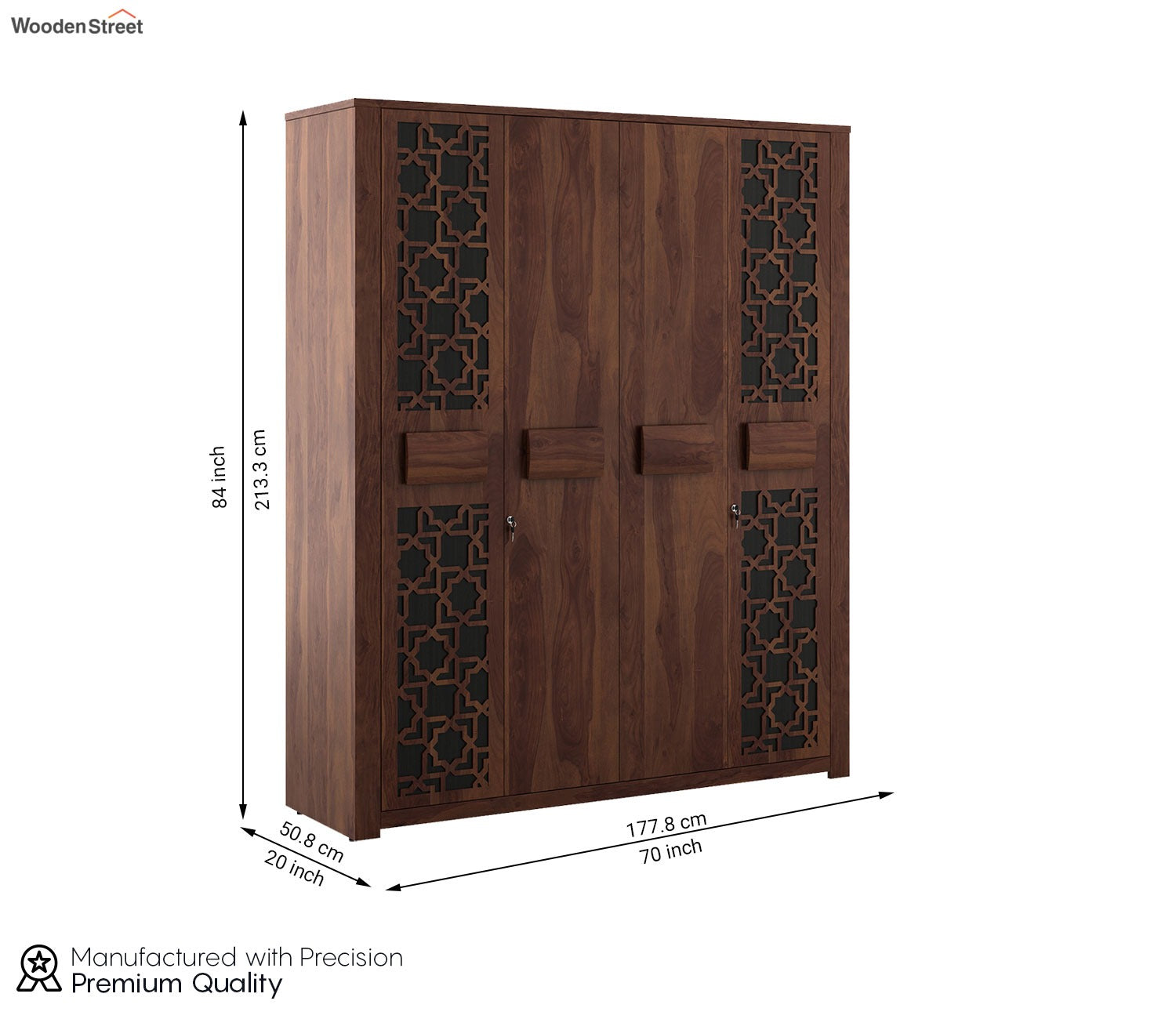 Kosmo Artisan 4 Door Engineer Wood Wardrobe
