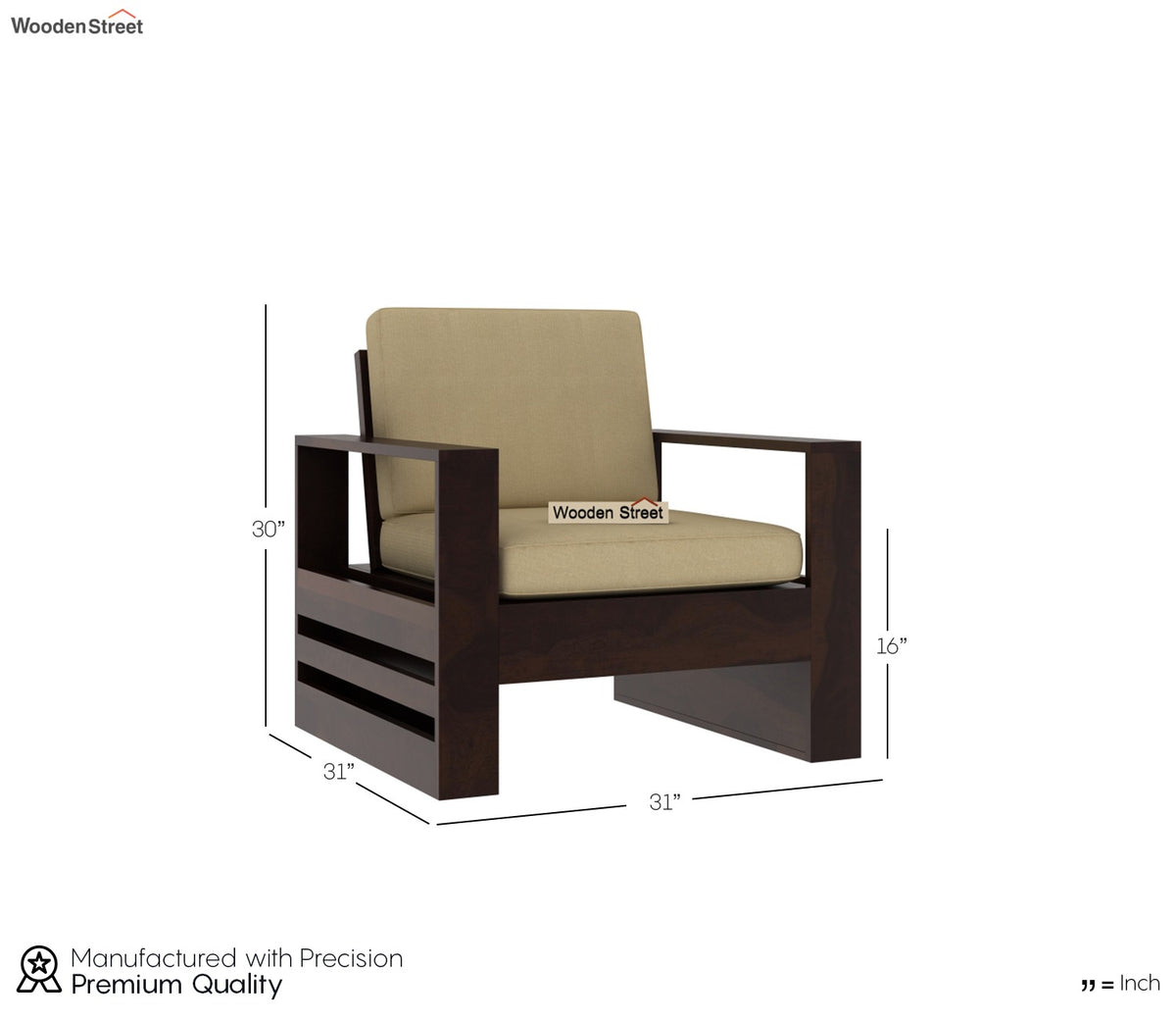 Winster 1 Seater Wooden Sofa (Walnut Irish Cream)