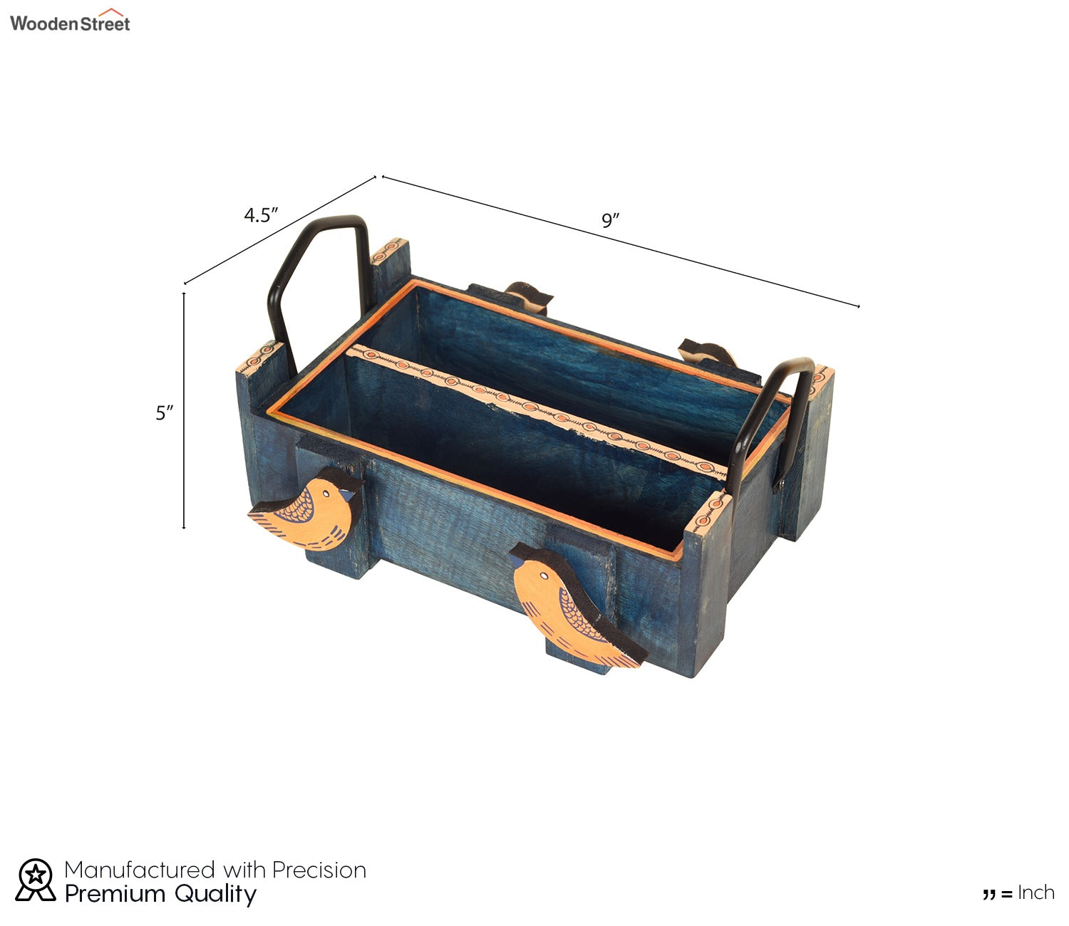 Handcrafted Wooden Love Birds Cutlery Storage Box