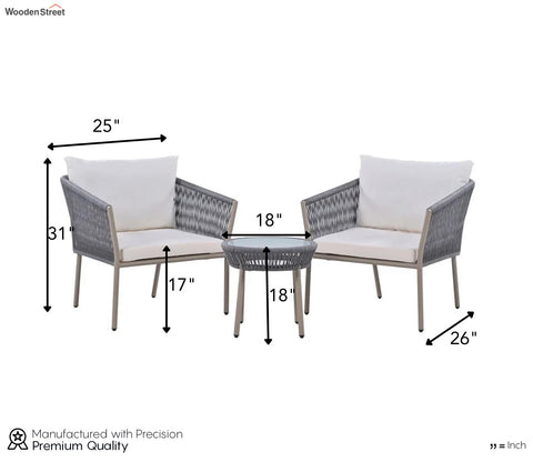 Grey Rope 2 Seater Chair Set And Off White Cushions