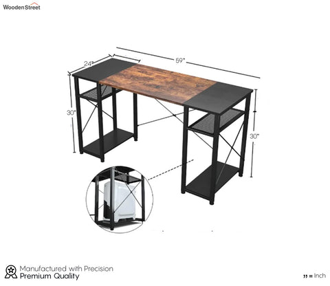 Orion Computer Table 59" with CPU Compartment (Black, M)