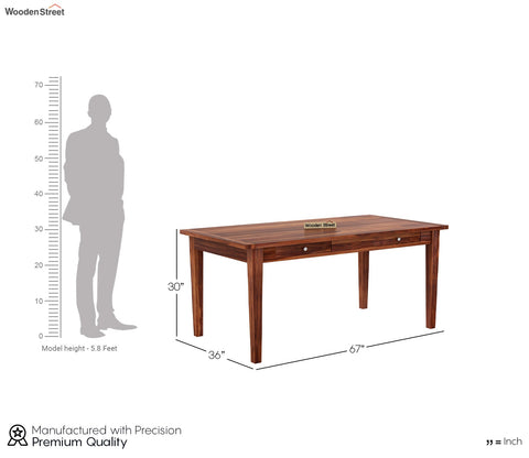 Mcbeth 6 Seater Dining Table With Storage (Honey Finish)