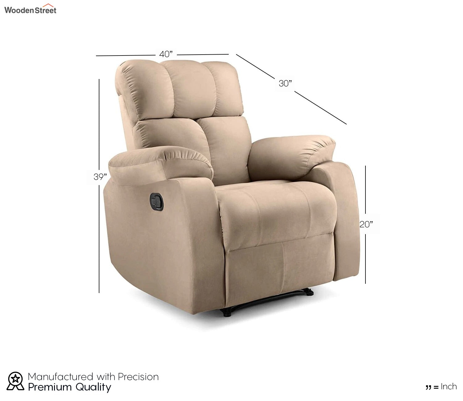 Valios Manual Recliner Sofa (Beige)