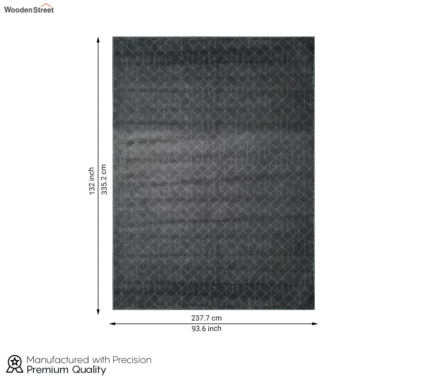 Azalia Grey Geometrical Carpet (11 x 7.8 Feet)