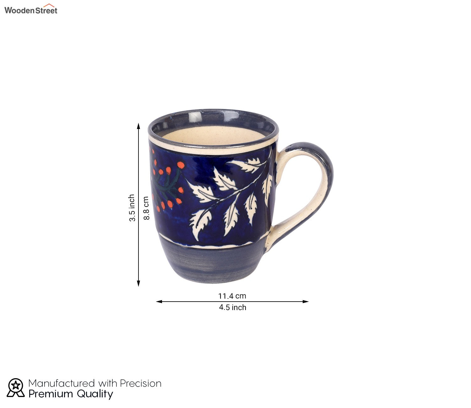 Blooming Leaves Ceremic Drinking Mugs (Set Of 6)