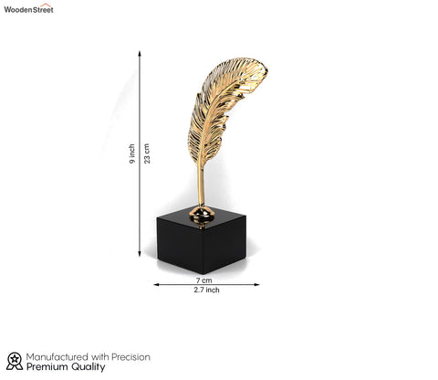 Timeless Feathers Console Table Decor- Leaf Alloy (S, Gold)