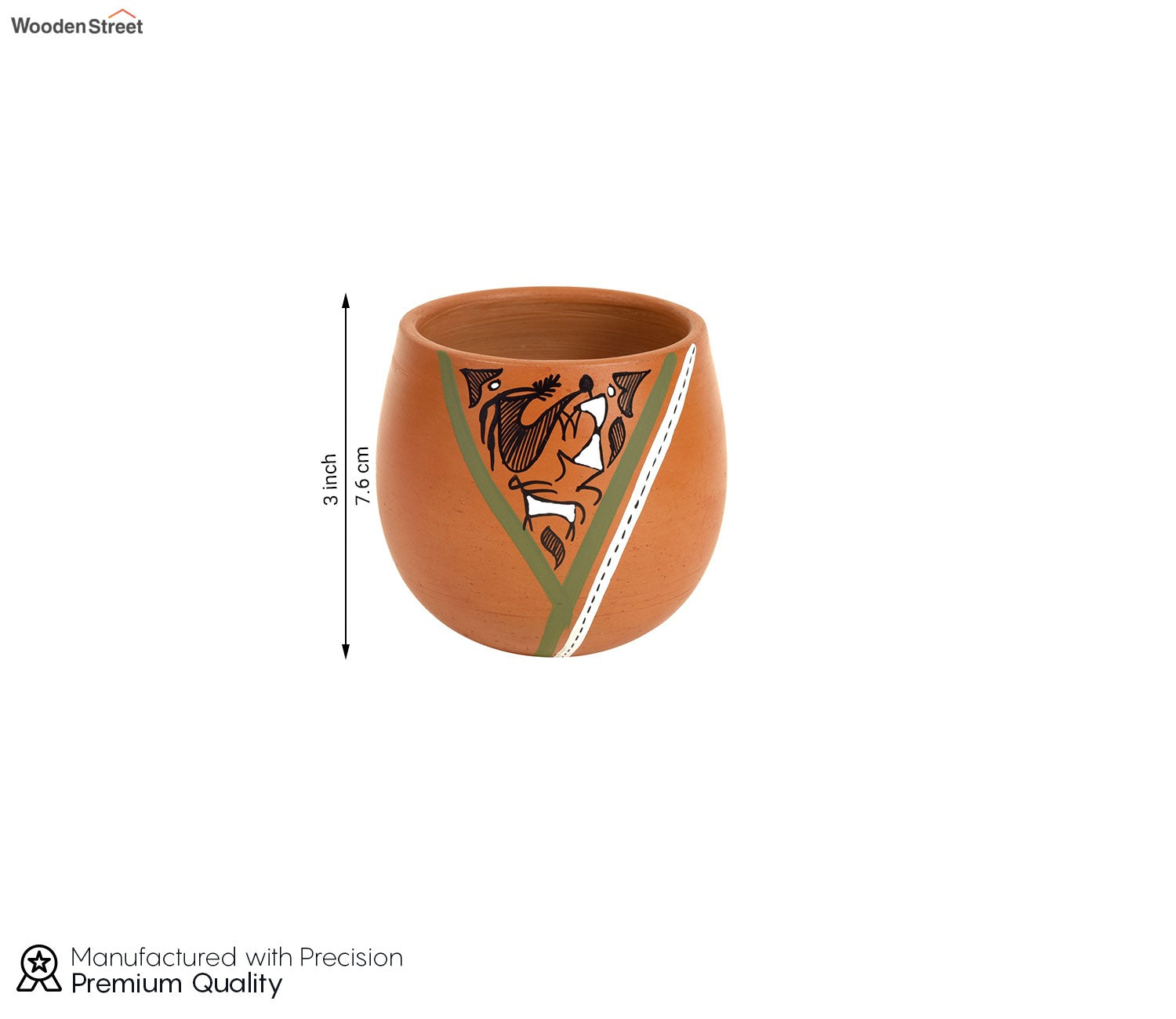 Knosh-K Painted Earthen Kullads with Tribal Motifs (Set of 6)