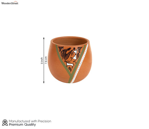 Knosh-K Painted Earthen Kullads with Tribal Motifs (Set of 6)