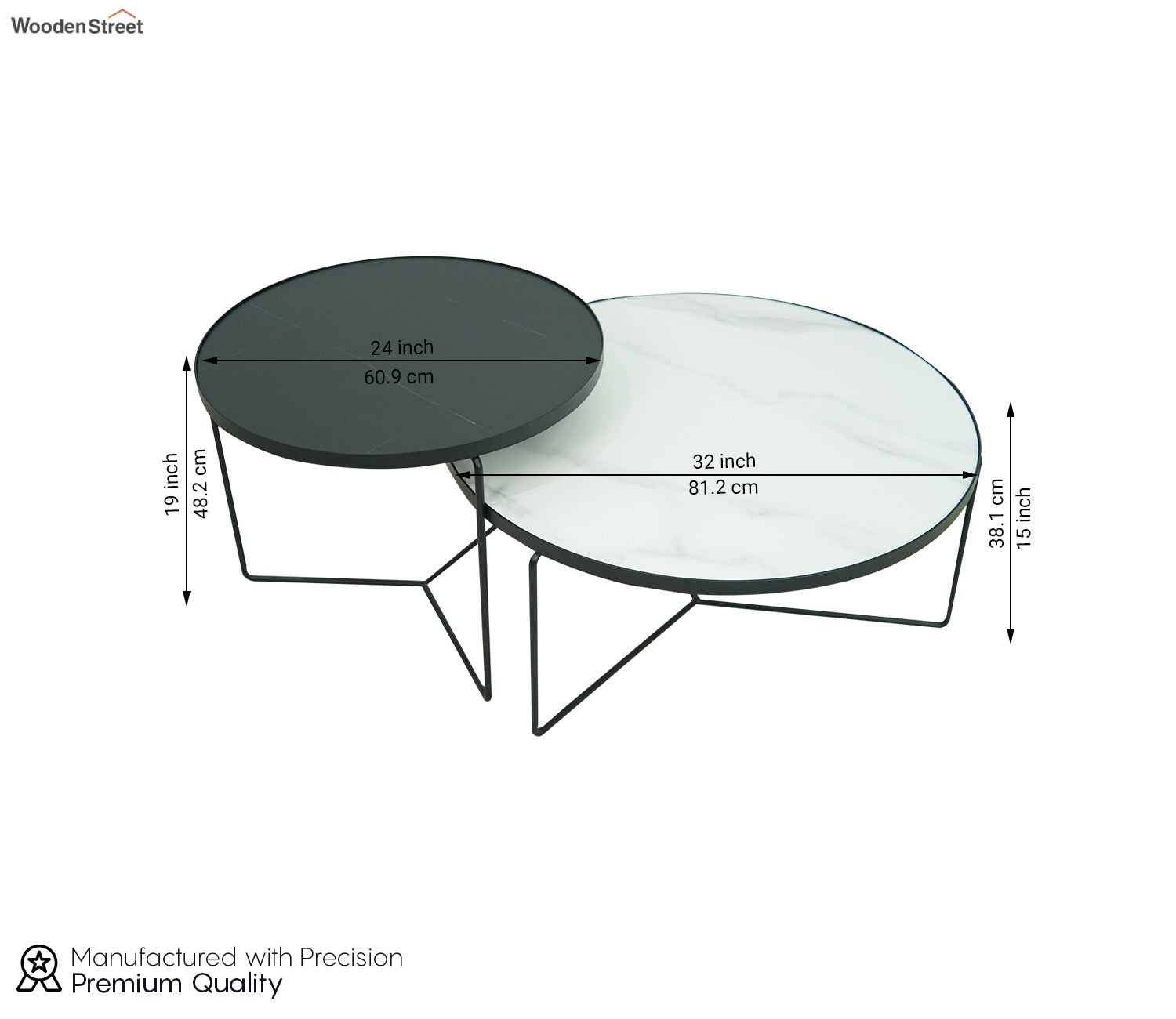 Atlas Coffee Table Set of 2 (Black And White)