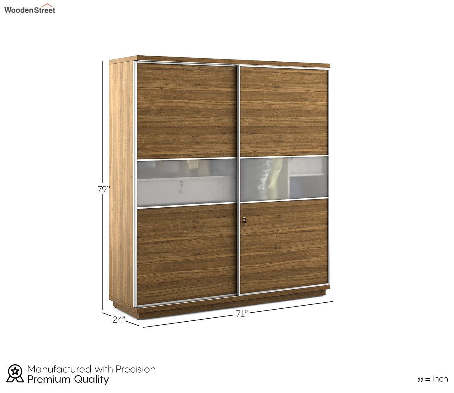 Kosmo Universal 2 Door Sliding Wardrobe (Exotic Teak Finish)