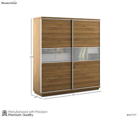 Kosmo Universal 2 Door Sliding Wardrobe (Exotic Teak Finish)
