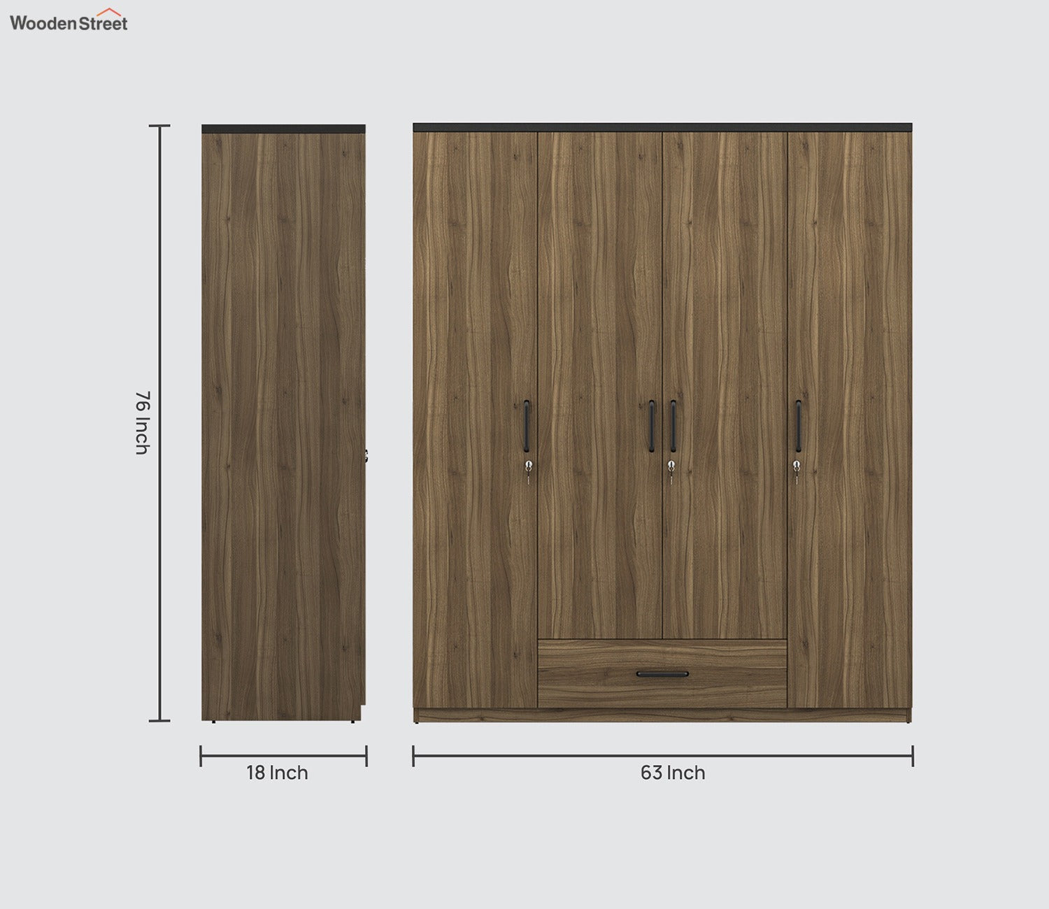 Kosmo Hover 4 Door Engineered Wood Wardrobe Without Mirror