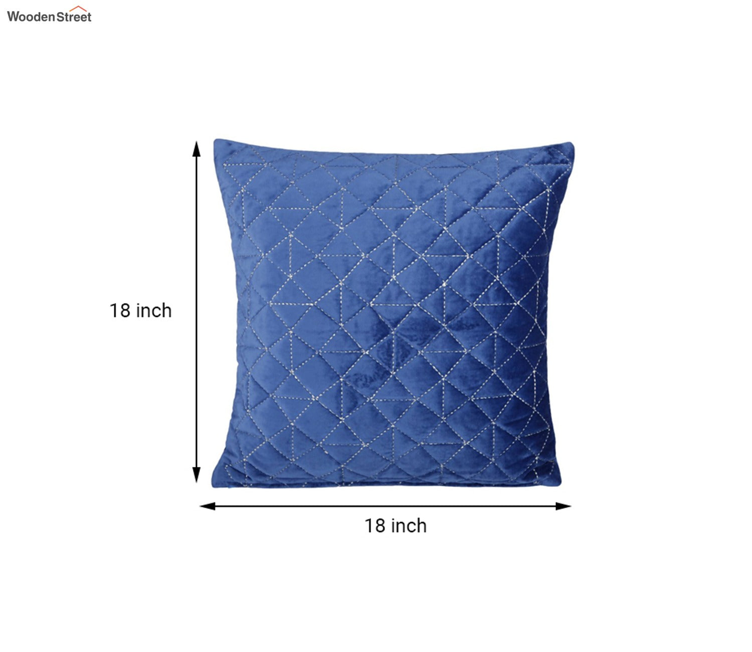 Velvet Quilted Cushion Cover - Set of 2 (Navy Blue, 18 x 18 inch)