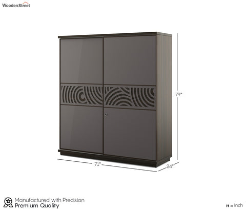 Kosmo Ripples 2 Door Sliding Wardrobe in High Gloss Basalt Grey Finish