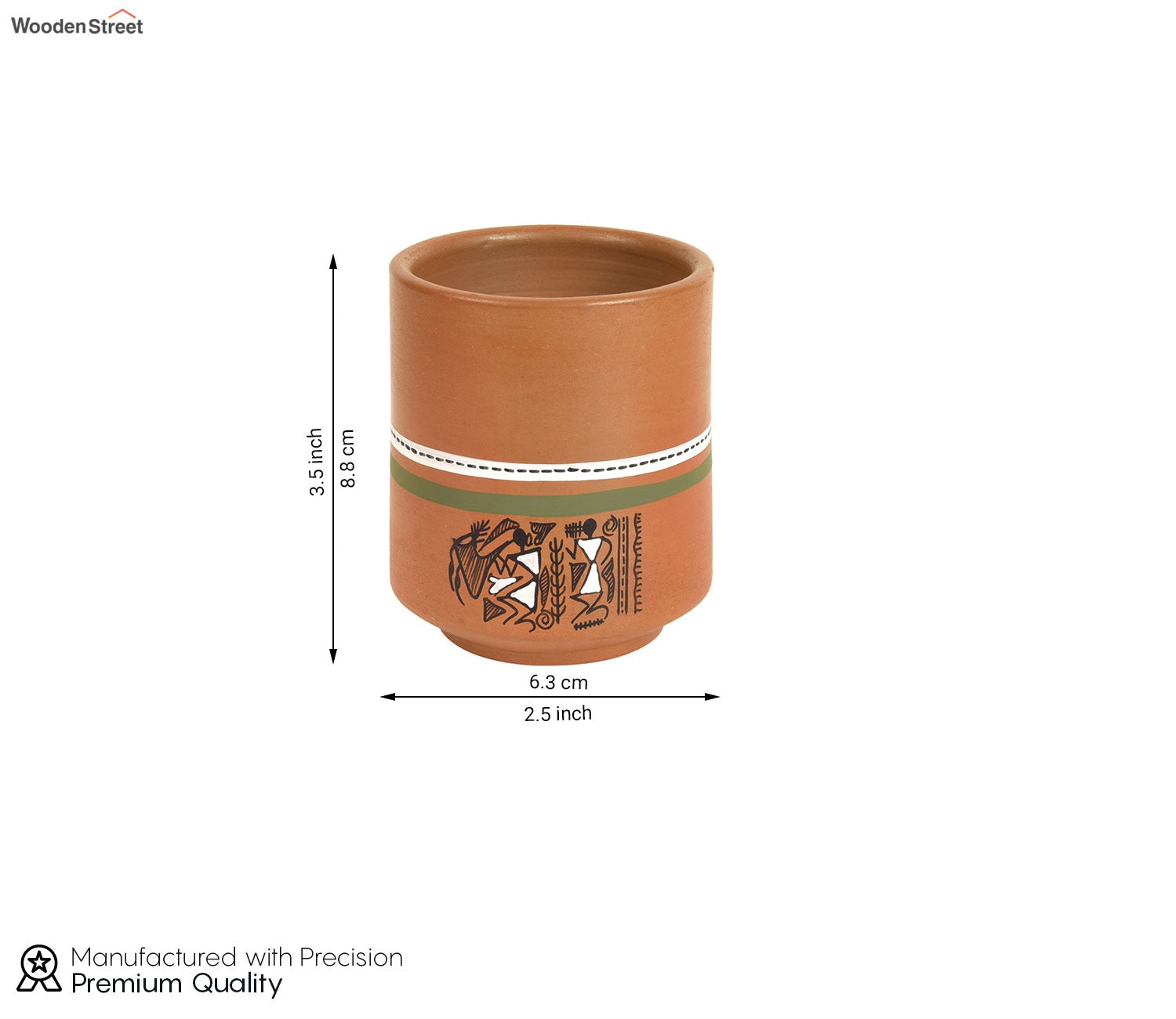 Knosh-C Hand Painted Earthen Mugs with Tribal Motifs (Set of 4)