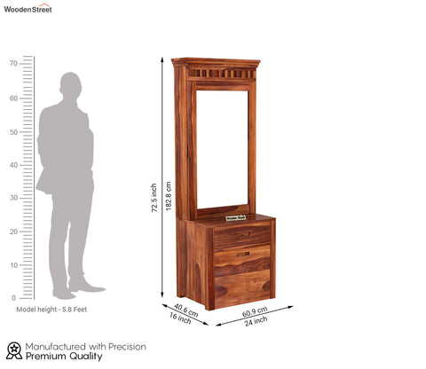 Adolph Dressing Table With Storage Stool (Honey Finish)