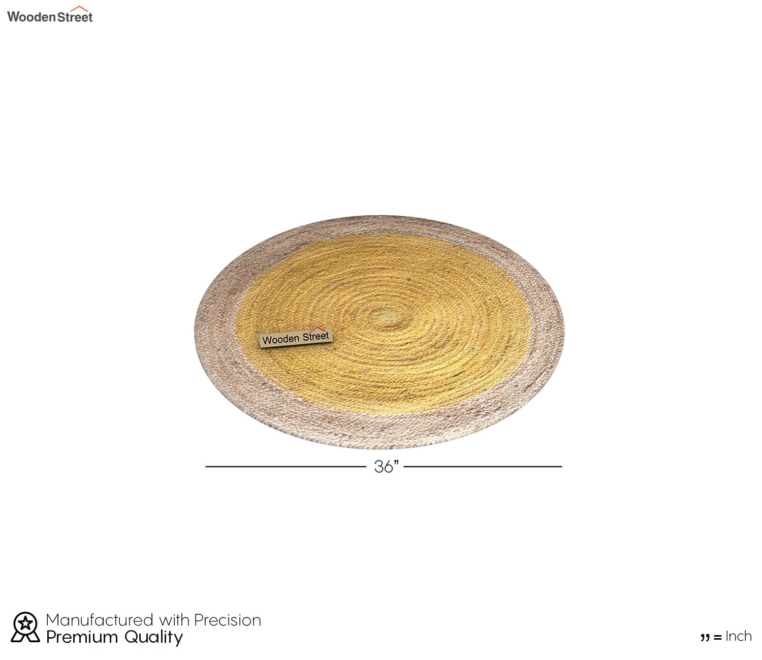 Golden Ripple Jute Braided Round Rug - 3 x 3 Feet