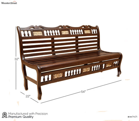 Costa Bench Three Seater with Striped Wood Pattern in Walnut Finish