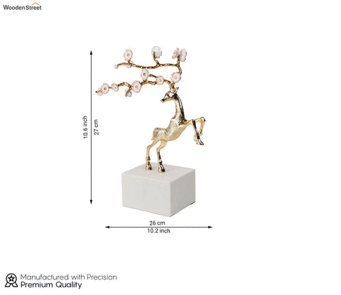 Fancy Alloy Deer Figurine (Gold, S)