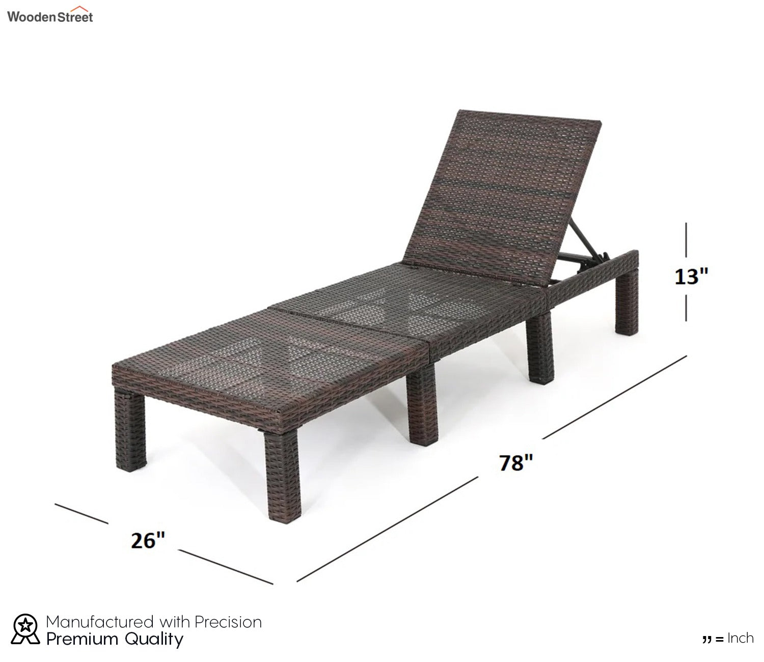 Dark Brown Adjustable Outdoor Lounger With Green Cushions (Set Of 4)