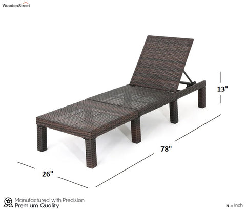 Dark Brown Adjustable Outdoor Lounger With Green Cushions (Set Of 4)