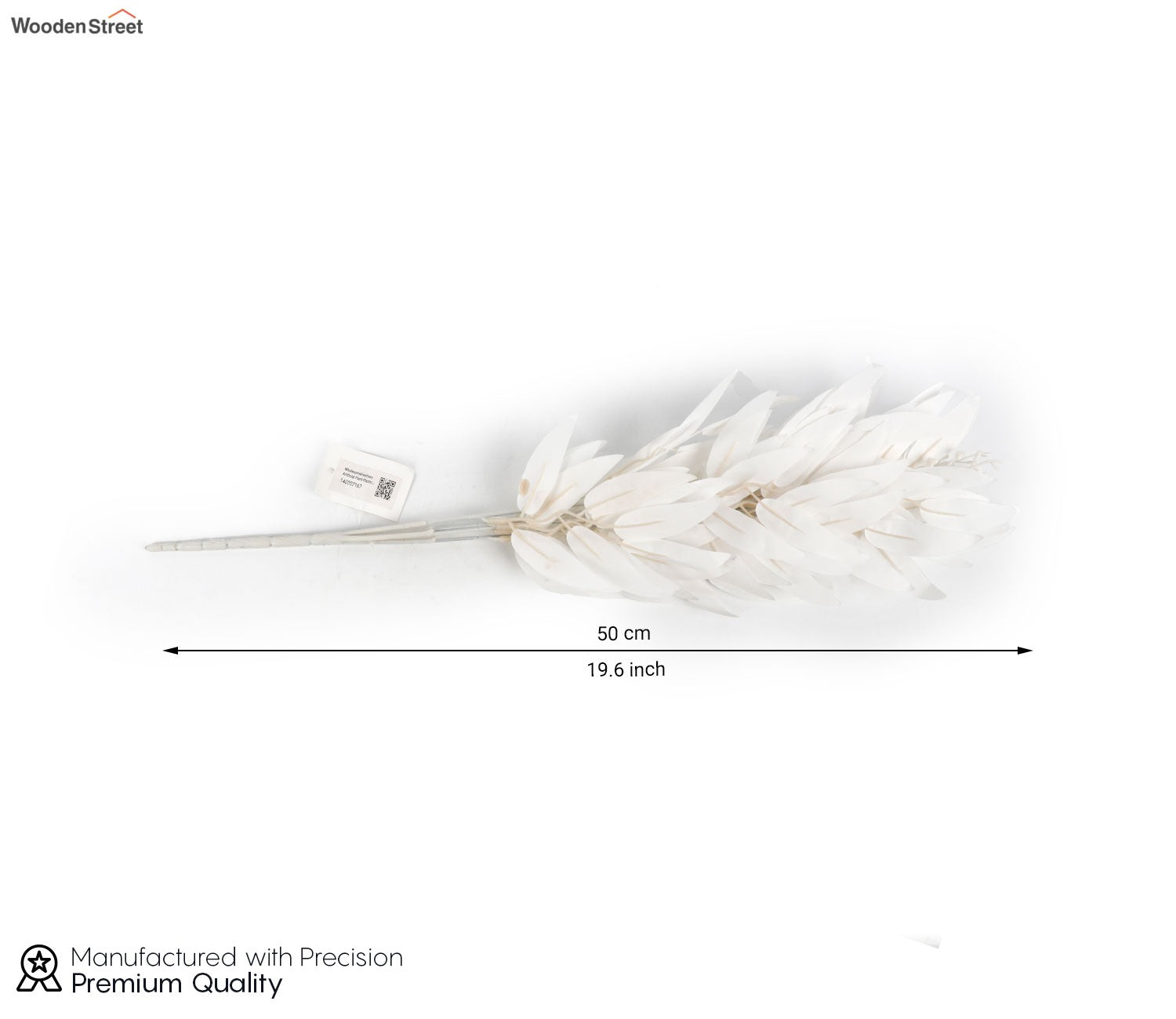Wholesome Feathers Artificial Plant Plastic Iron Leaf- Set Of 3 (White)