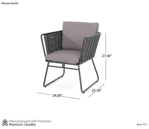 Grey Color Rope 2 Seater Chair Set With Grey Cushions
