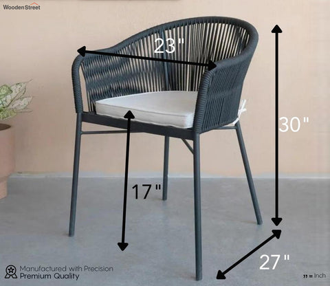 Black Rope 2 Seater Chair Set With Off White Cushions