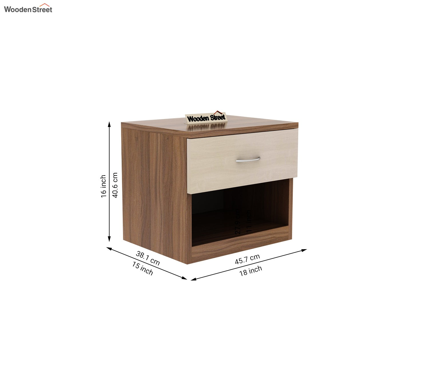 Drewno Bedside Table (Exotic Teak Finish)