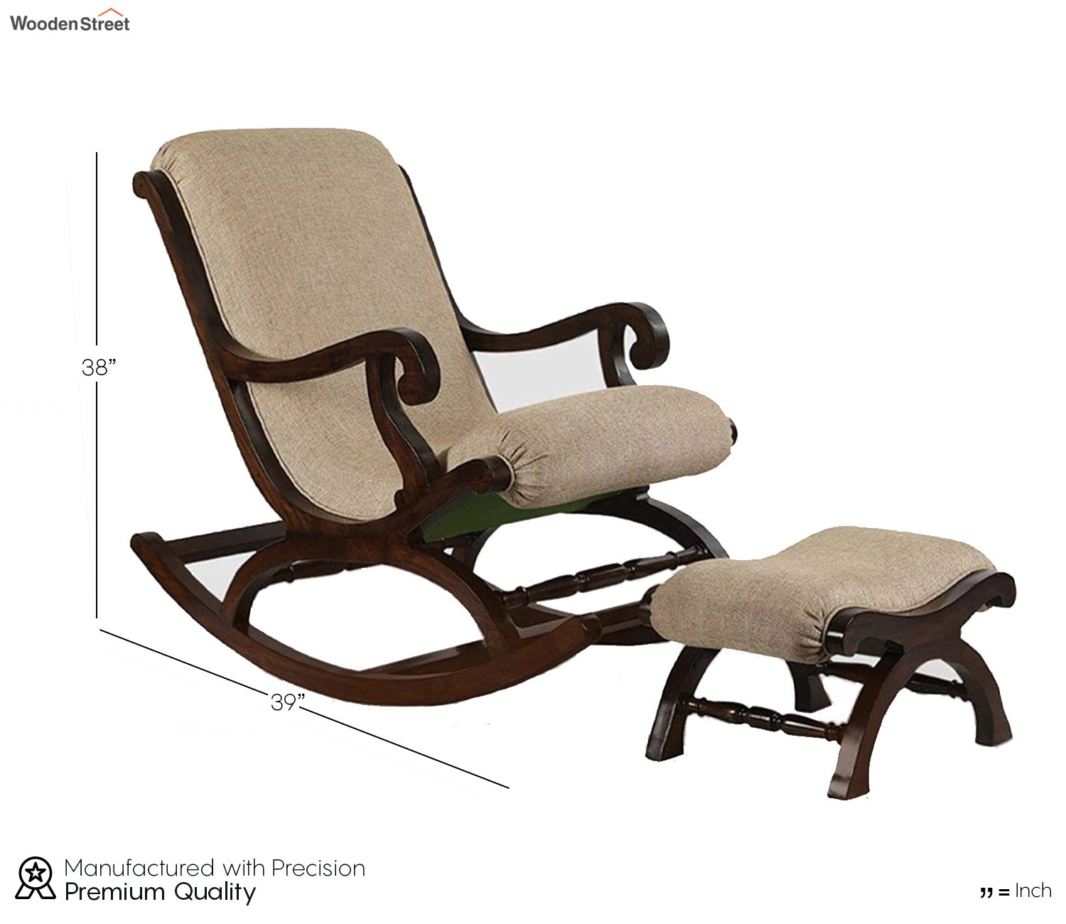 Jude Rocking Chair with Foot Rest and Cushion