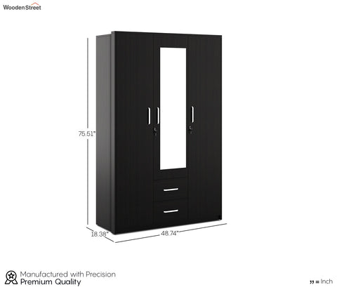 Kosmo Apex 3 Door Dresser Wardrobe (Flowery Wenge Finish)