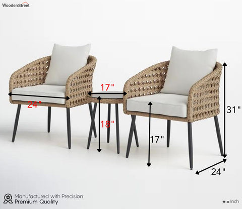 Beige 2 Chairs With Table And Off White Cushions Patio Set