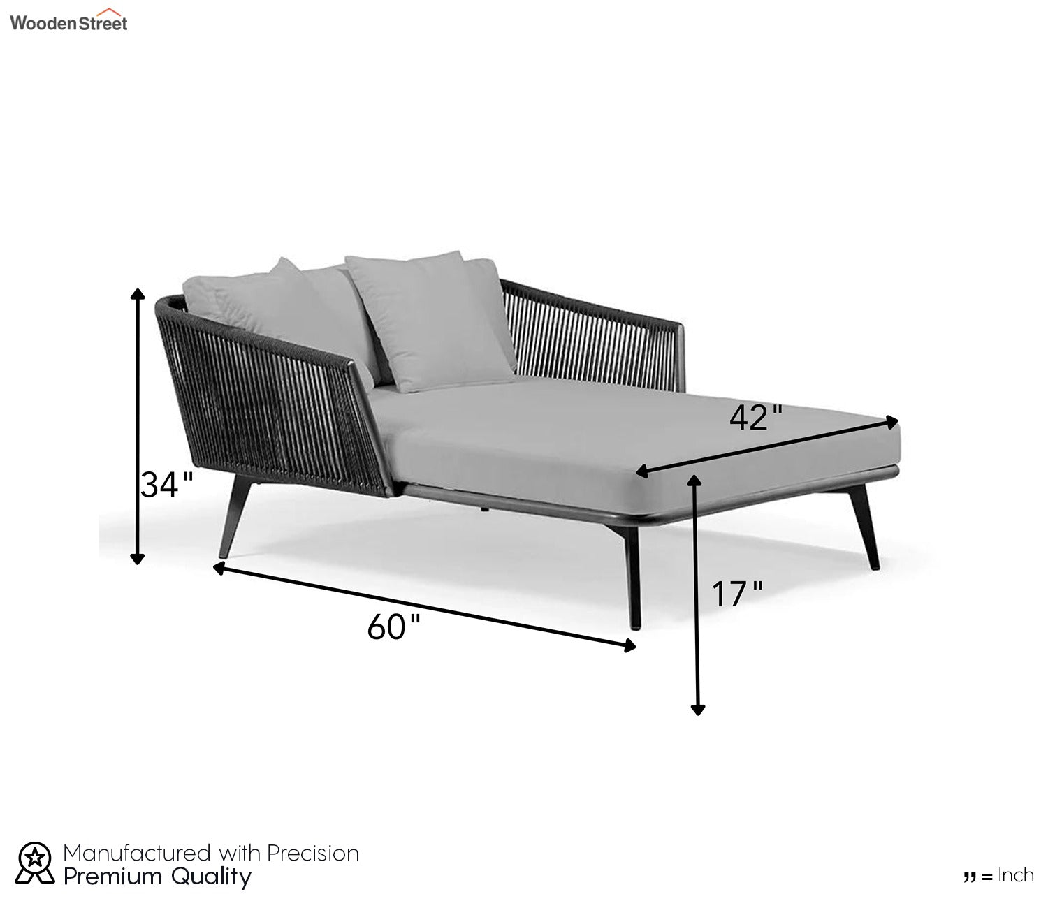 Black Unique Outdoor Daybed With Grey Cushions