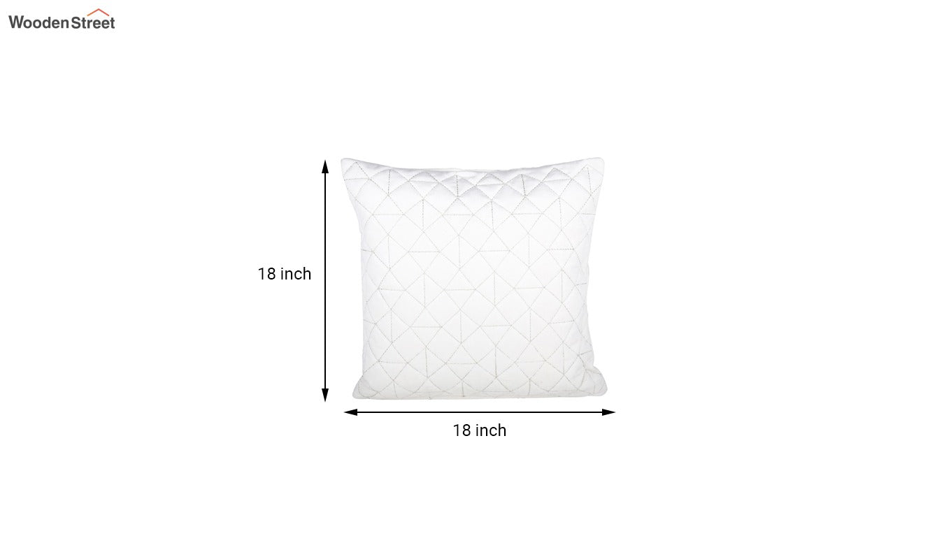 Velvet Quilted Cushion Cover - Set Of 1 (Ivory, 18 x 18 inch)