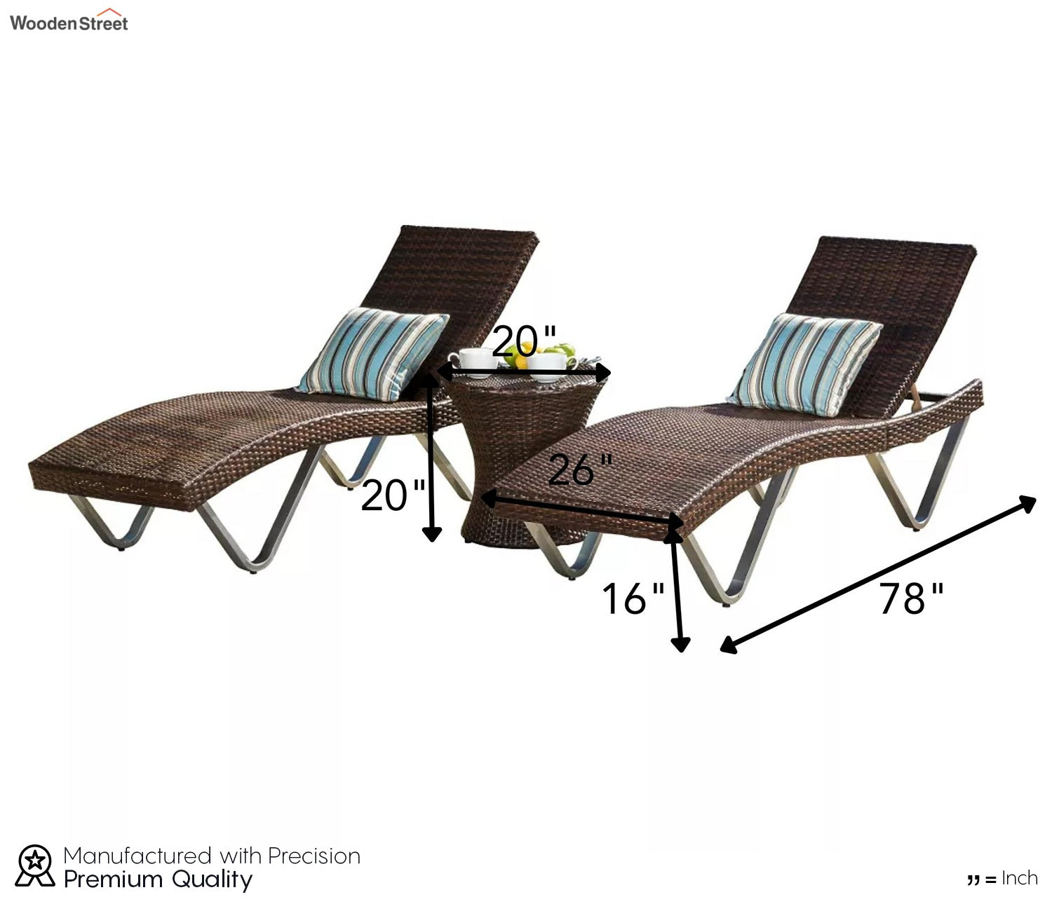 Dark Brown 2 Seater Lounger Set With Round Table