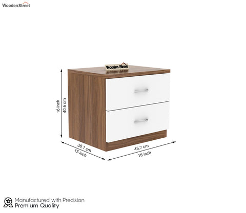 Carmen Bed Side Table (Exotic Teak-Frosty White Finish)