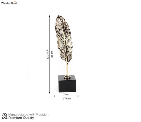 Timeless Feathers Console Table Decor- Leaf Alloy (M, Gold)