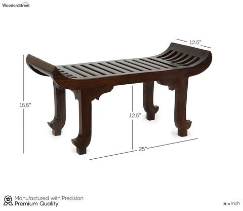 Nemo Ottoman Seater with Striped Wood design in Walnut Finish