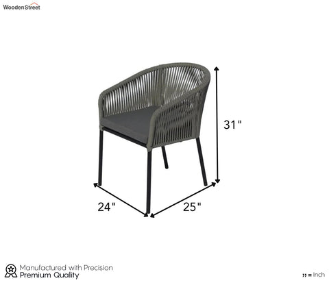 Black Rope 2 Seater Chair Set With Grey Cushions Color